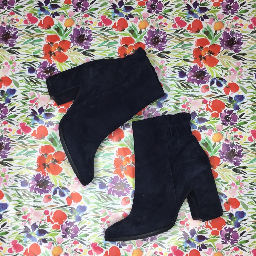 Navy Suede Booties